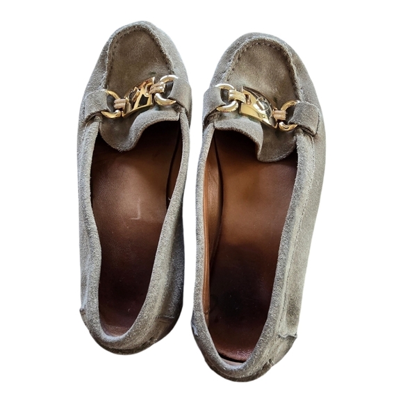 Kate Spade Carson Loafers Women Sz 6M Gray Gold Medallion Flats Comfy - Picture 3 of 13